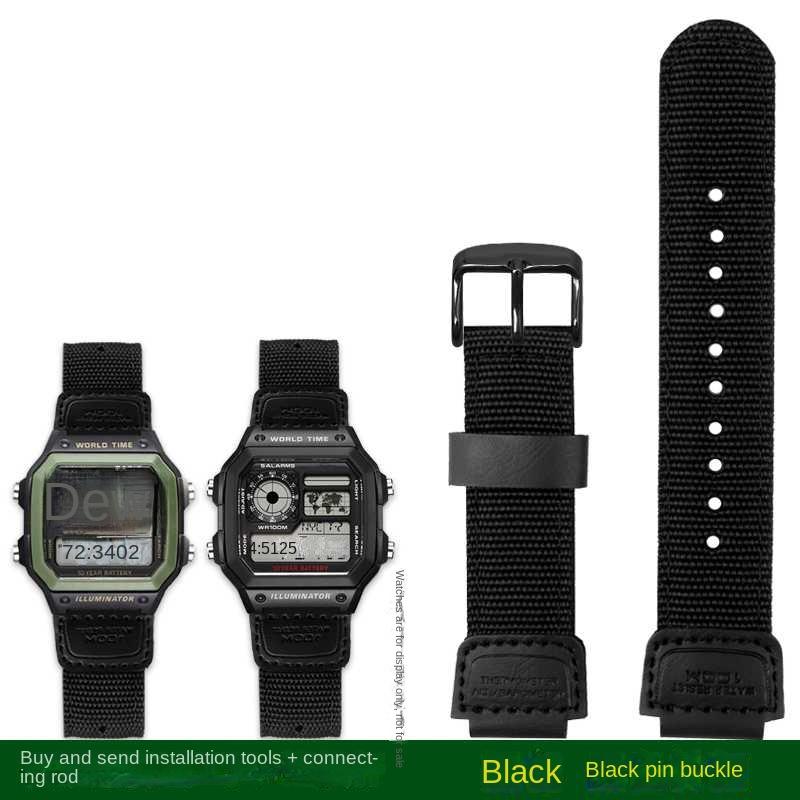 18mm Hochwertiges Weiches Dünnes Nylon Rindsleder Armband Geeignet für Casio AQ-S810W SGW-300 AE1200 w218h Stahlring Herren Armband