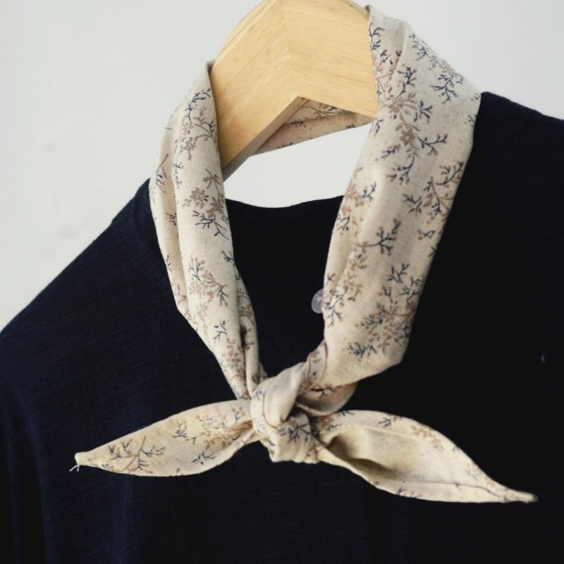 Johnature Korean Floral Triangle Scarf Four Seasons Versatile Casual Print Decorative Scarfs Women