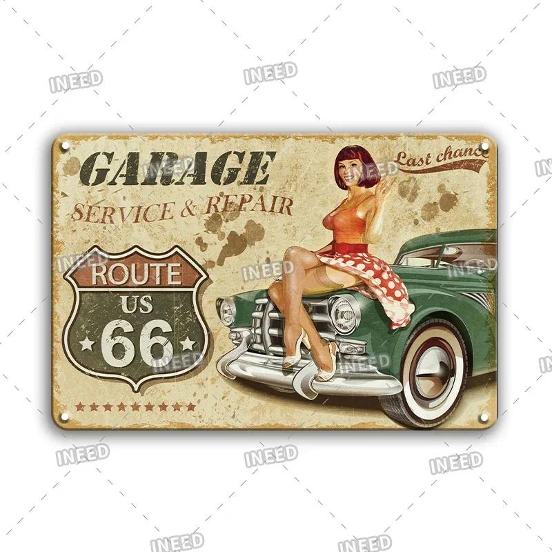 Retro Sexy Beauty Aluminum Poster - Men's Metal Plaque, Garage Cave Workshop Wall Decor