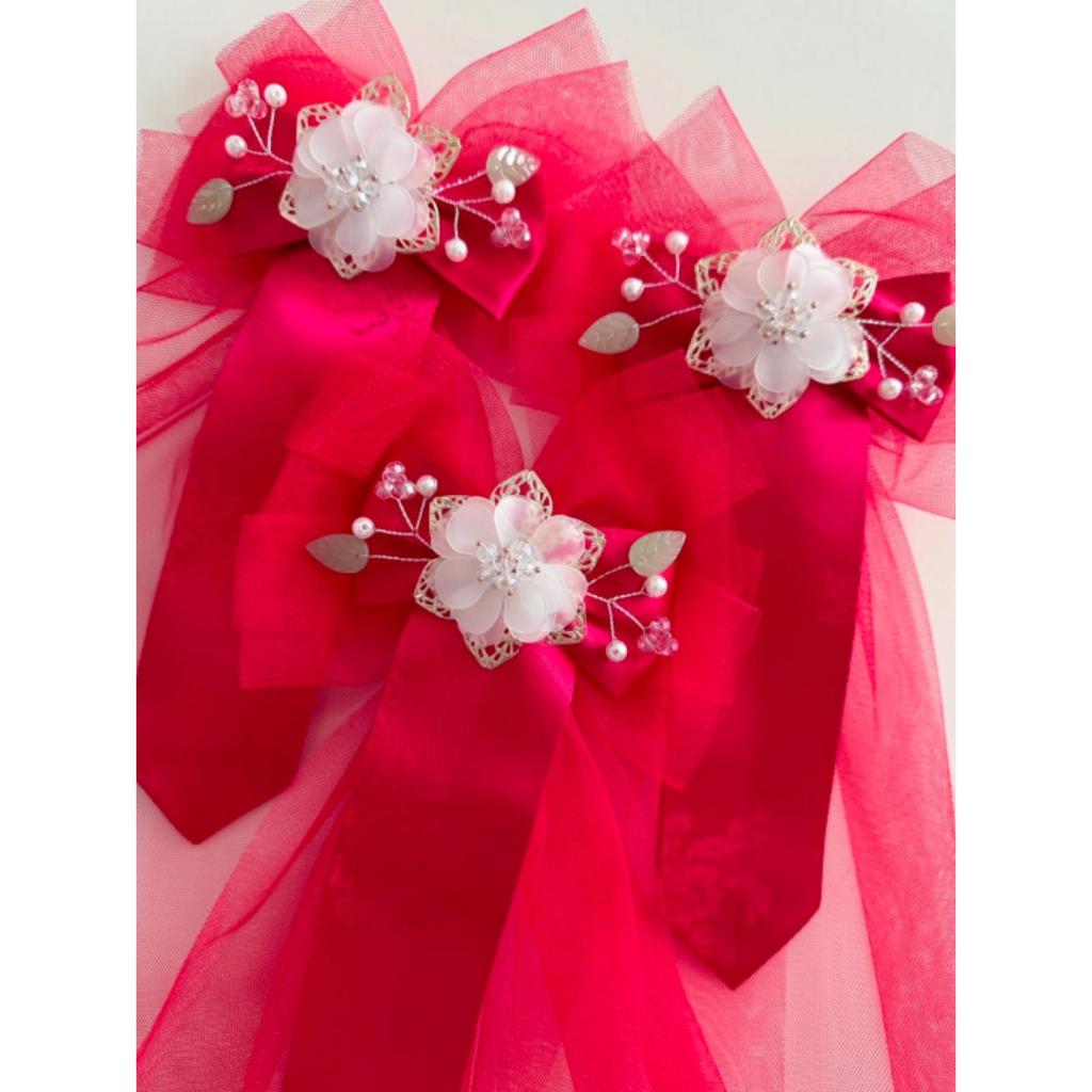 Korean Traditional Holiday Baessi Ribbon Long Tail Hanbok Claw Clip