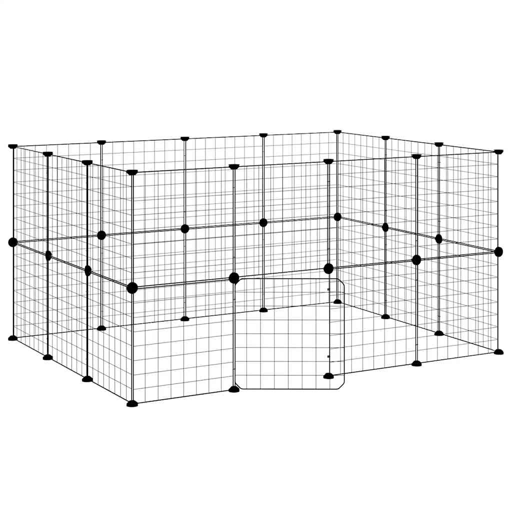 28 Piece Pet Cage with Door Black 35 X 35 Cm Steel