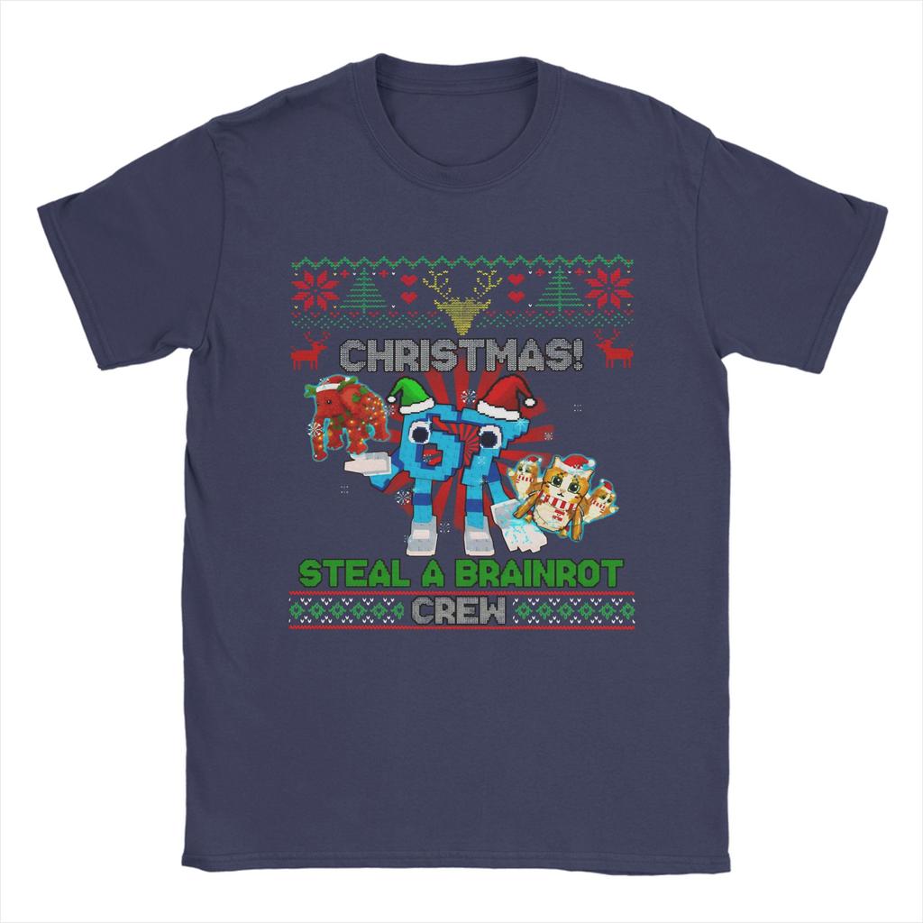 Men TShirts Funny With Elephant And Meowl Steal A Brainrot Christmas Crew Awesome 100 Cotton Tee Shirt Round Collar Tops Gift