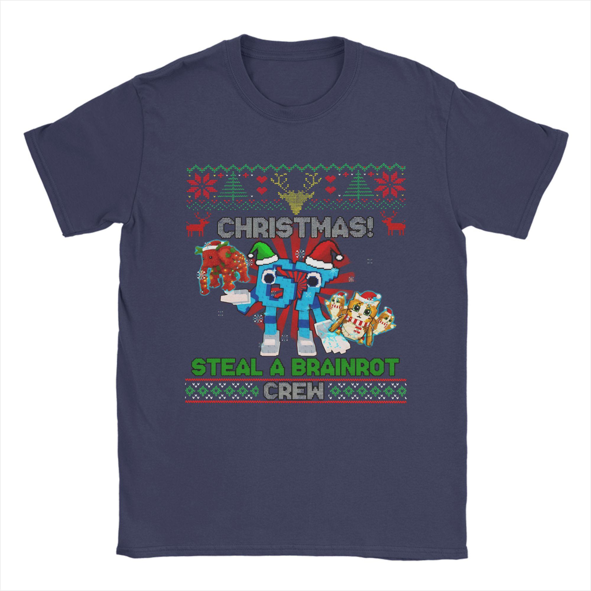 

Men TShirts Funny With Elephant And Meowl Steal A Brainrot Christmas Crew Awesome 100 Cotton Tee Shirt Round Collar Tops Gift 4XL
