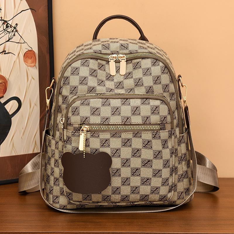 

Large Capacity Women s Fashion Print Backpack for Casual Commute & Middle-Aged Use Model 2 Brown
