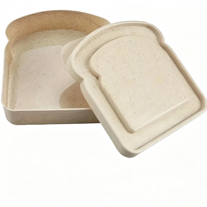 Toast Shaped Sandwich Container Reusable Wheat Straw  with Lid Portable Food Storage Box for School Office Camping Picnic