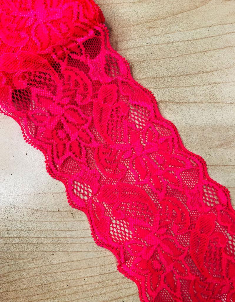 Buntes elastisches florales Spitzenband DIY Bekleidung Nähstoff 8cm breit Schwarz Weiß Rot Rosa Blau Lila Grün Gelb Spitzenband