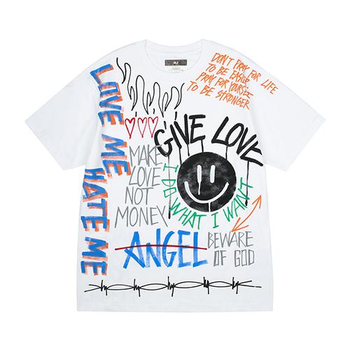 Deomaedeuniseu Hand Work Dark Smile T-Shirts_Wh M