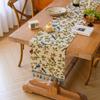 Cotton Linen Floral Fringed Table Runner American Country Style Long Tablecloth Coffee Table TV Cabinet Cover