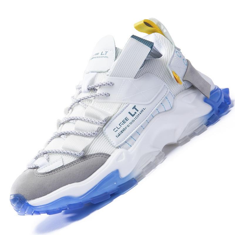 Новая модная мужская обувь, повседневная обувь, мужская спортивная обувь, дышащая сетчатая обувь для бега на толстой подошве 39 белый