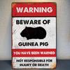 Outdoor Warning Decoration  Caution Beware of Guinea Pig SignHumorous Home Decor Wall Plaque for Bars Cafes Cottage