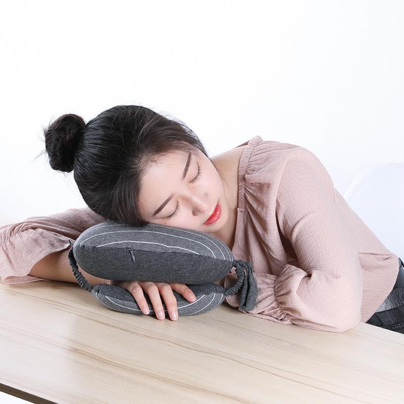 1pcs 2-in-1 Eye Mask Neck Pillow Portable Travel Neck Support Pillow for Airplane Car Office Nap Comfortable Neck Cushion