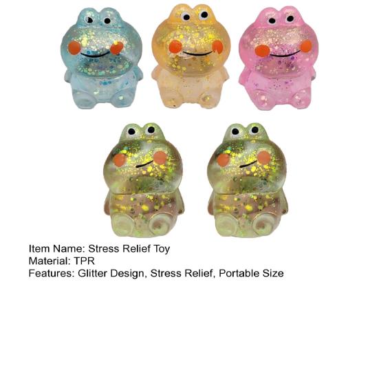 Yousheng 5Pcs Glitter Animal Stress Sugar Ball Anxiety Relief Clear Frog Dog Cartoon Shit Squeeze Sensory Toy Decompression Fidget