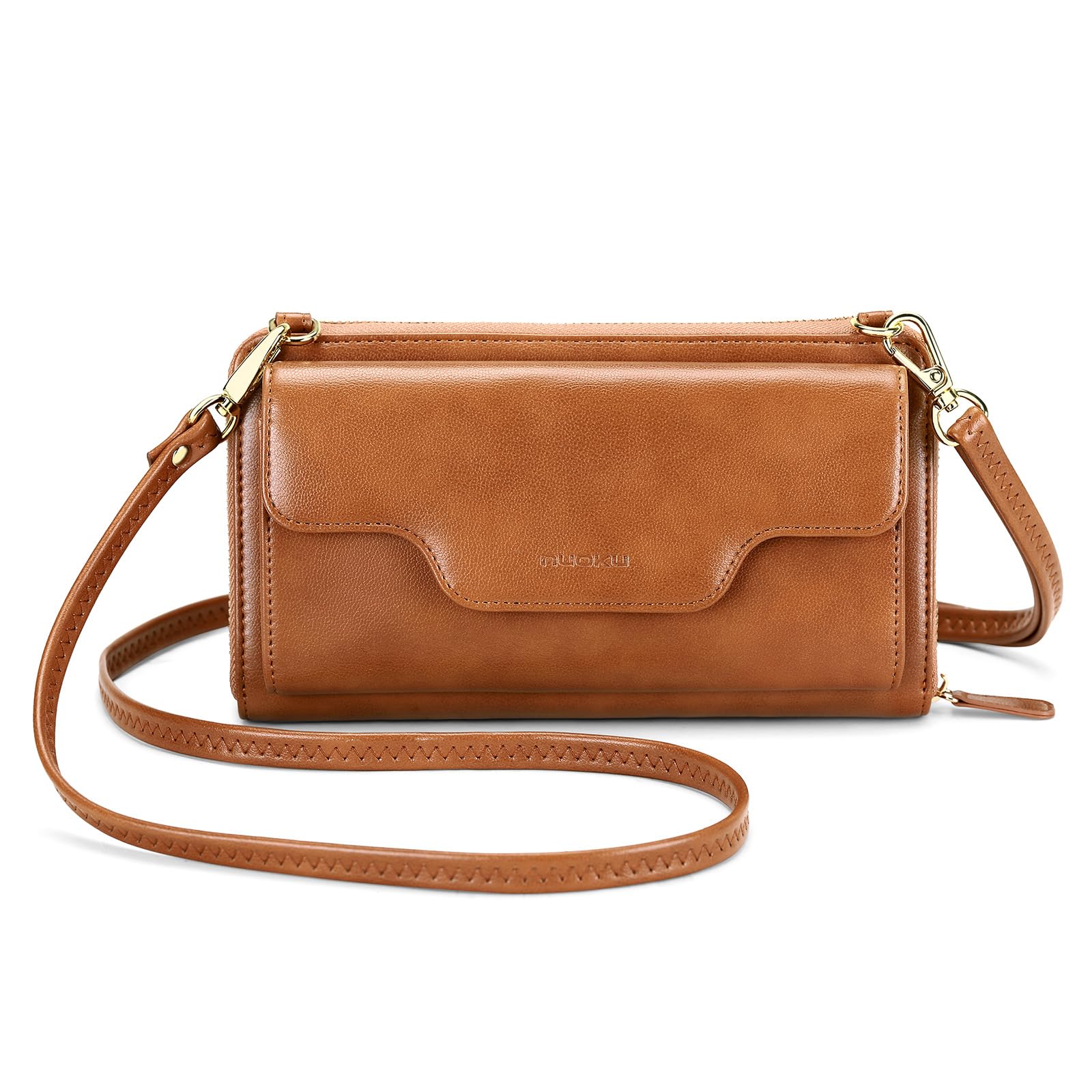 

[nuoku] Small Crossbody Shoulder Bag for Women with Wristlet Phone Wallet and Credit Card Holder (Brown)