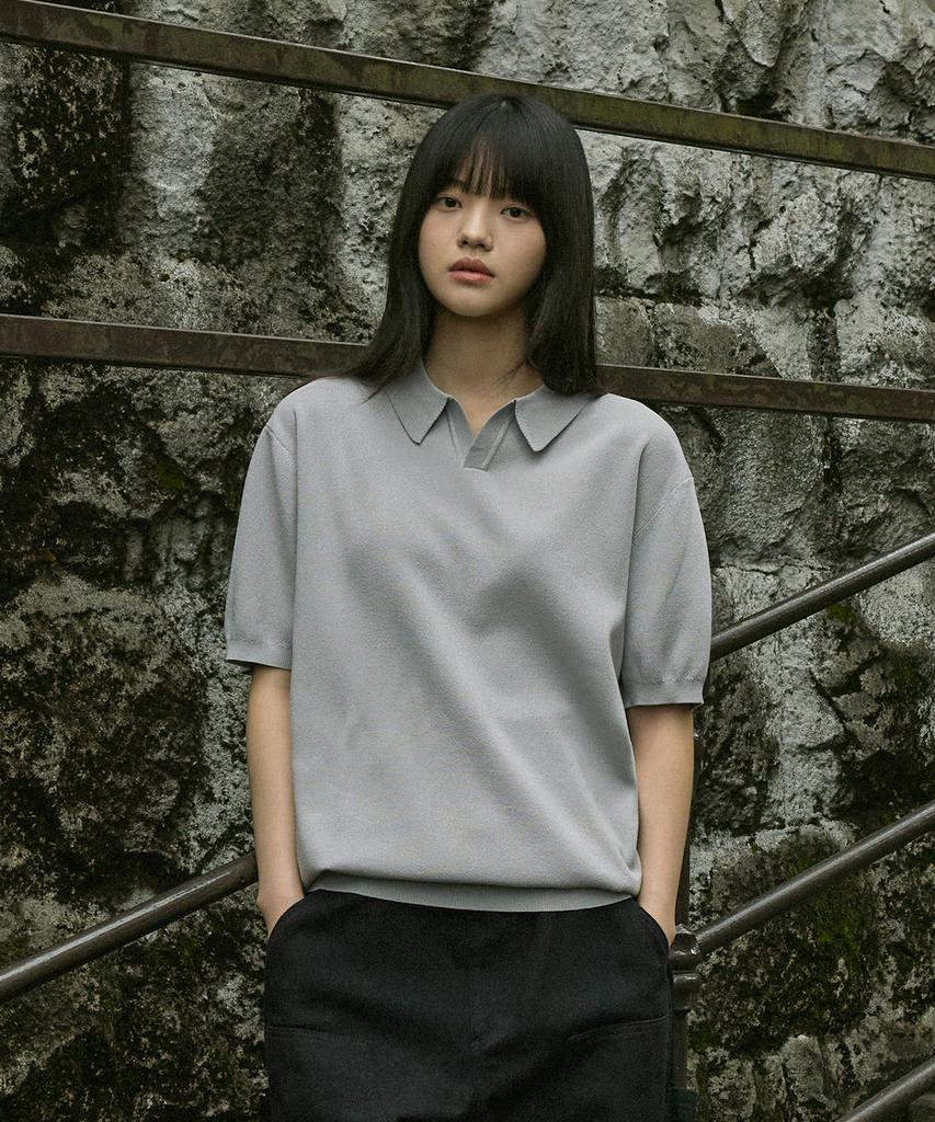 MINIMALPROJECT Linen-Like Cool Dry Open Collar Knit Mnt108 / 6 Colors