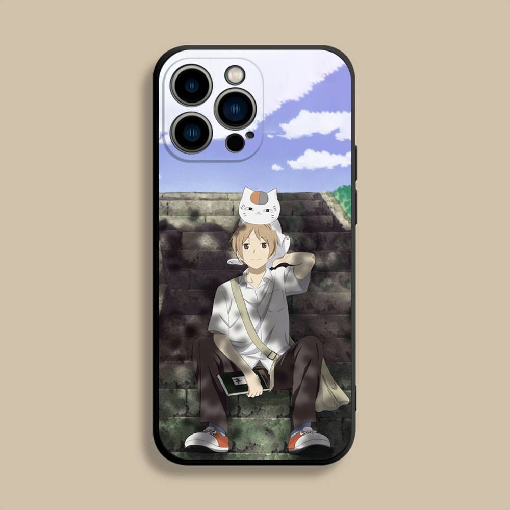 Sensei Natsume yuujinchou Nyanko Phone Case For iPhone 17,16,15,14,13,12,Pro,Max,Plus,E,SE4,Air,Mini Black Soft Cover