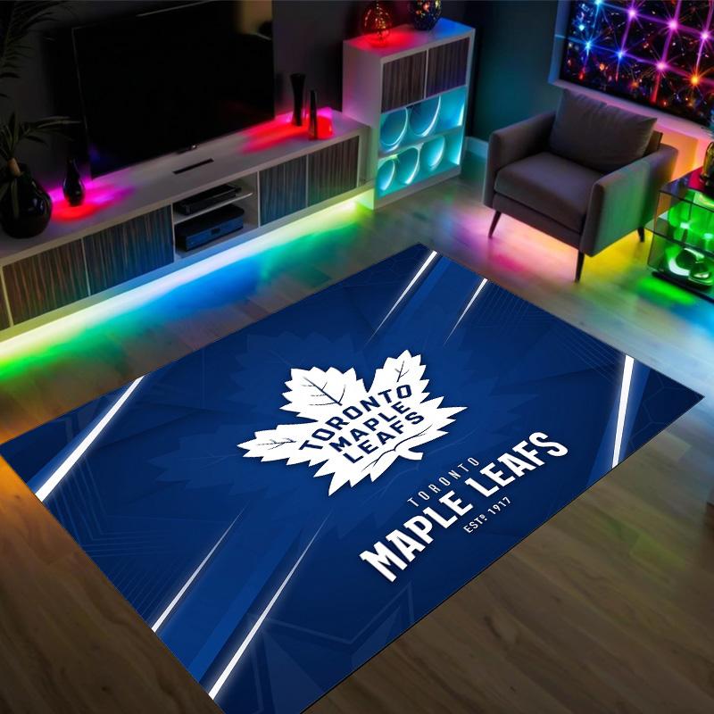 Toronto Maple Leafs Design Crystal Velvet Carpet Cozy Non?Slip Printed Rug For Bedroom Living Room Entrance