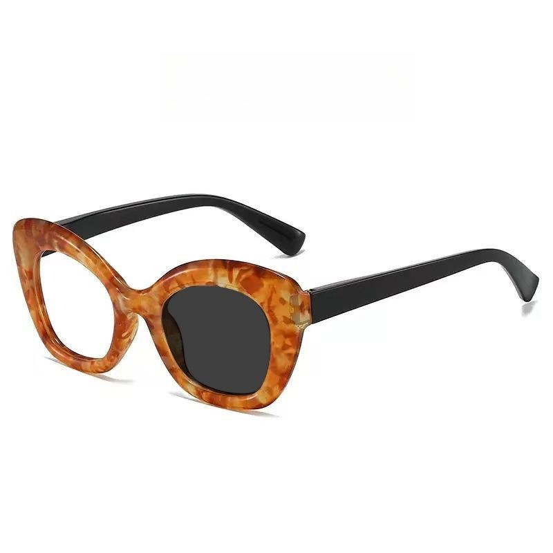 Retro Cat Eye Photochromic Reading Glasses Women's High-end Fashion Large Frame Anti Blue Light Glasses Diopter To +4.0