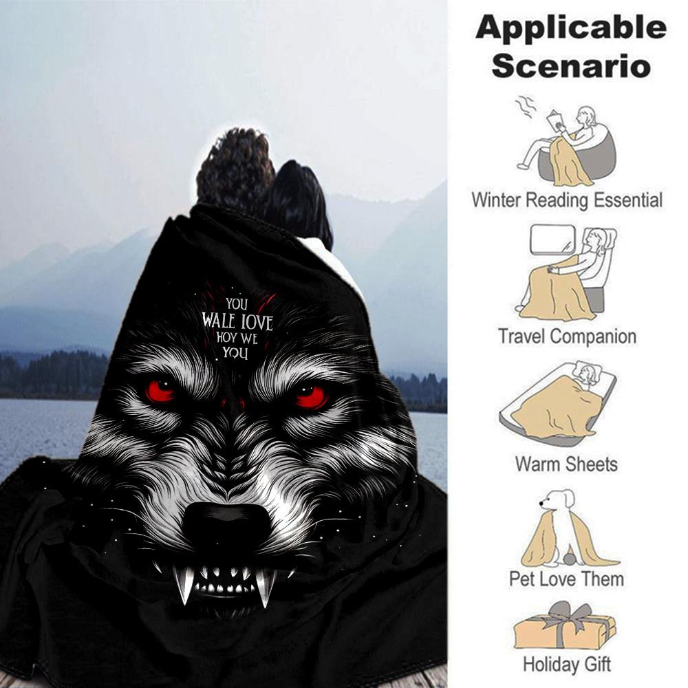 1pc Wolf Love Throw Blanket Soft Flannel, Cozy All Season Polyester Perfect for Home, Office