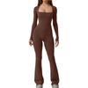 Seamless High Waist Butt Lifting Yoga Jumpsuit Sleeveless Flared Athletic Romper Workout Gym