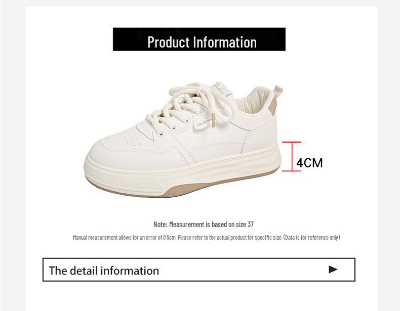 2025 Spring Women's Trendy White Breathable Thick-Soled Korean Style Versatile Casual Sneakers