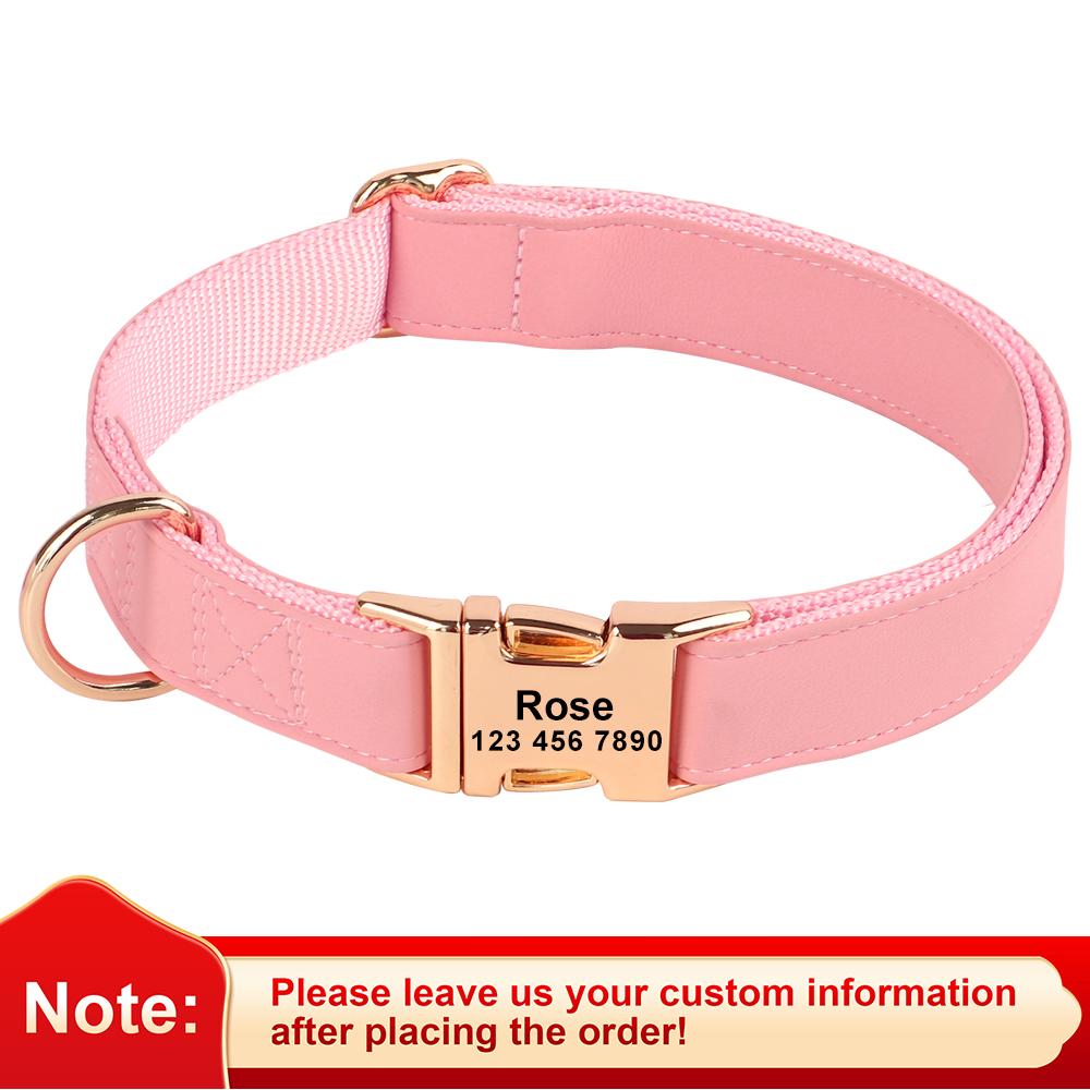 

Персонализированный ошейник с пряжкой для собак, индивидуальные кожаные ошейники для собак, бесплатная гравировка, ошейник для домашних животных для маленьких, средних и больших собак, бульдога, мопса M