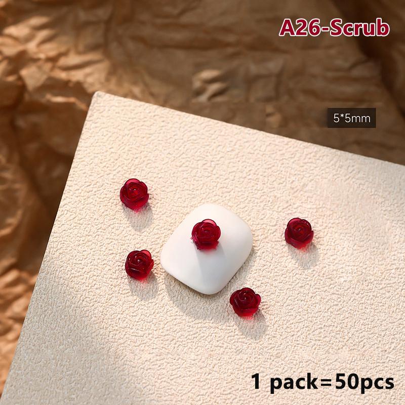 50Pcs French Style Bows Nail Accessories Mixed Size 3D Wine Red Bowknot Nail Charms Kawaii Winter Nail Art Decoration Cute Parts