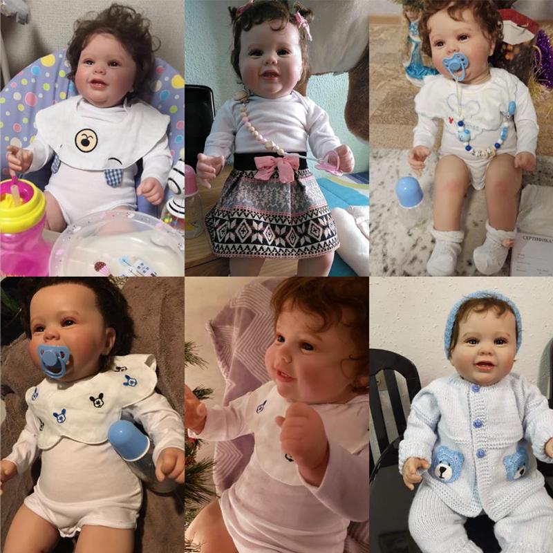 Two Versions Reborn Baby 50cm/60cm 3D-Paint Skin Soft Silicone Realistic Doll Toddler Toy with Vascular Veins