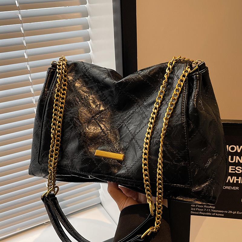 Rhombus Chain Bag Women's Large-capacity New Autumn and Winter Versatile High-end Women's Shoulder Messenger Bag