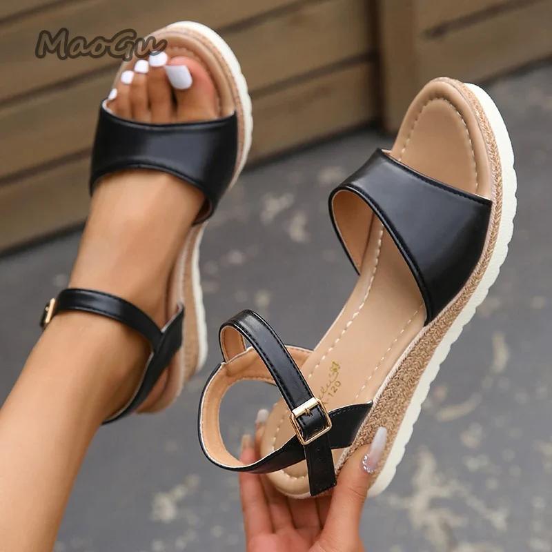 Lightweight Wedge Sandals for Women Summer 2025 Buckle Strap Platform Sandles Woman Thick Sole Non Slip Casual Sandalias Mujer