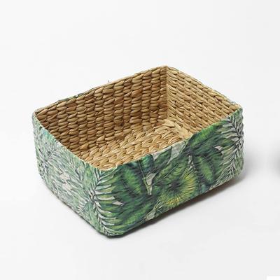 Rechteckige Aufbewahrungskörbe | Korb aus Rohr oder Bambus | Weidenkorb als Geschenkkorb/Rattan-Garderobenkorb (Grünes Blatt)