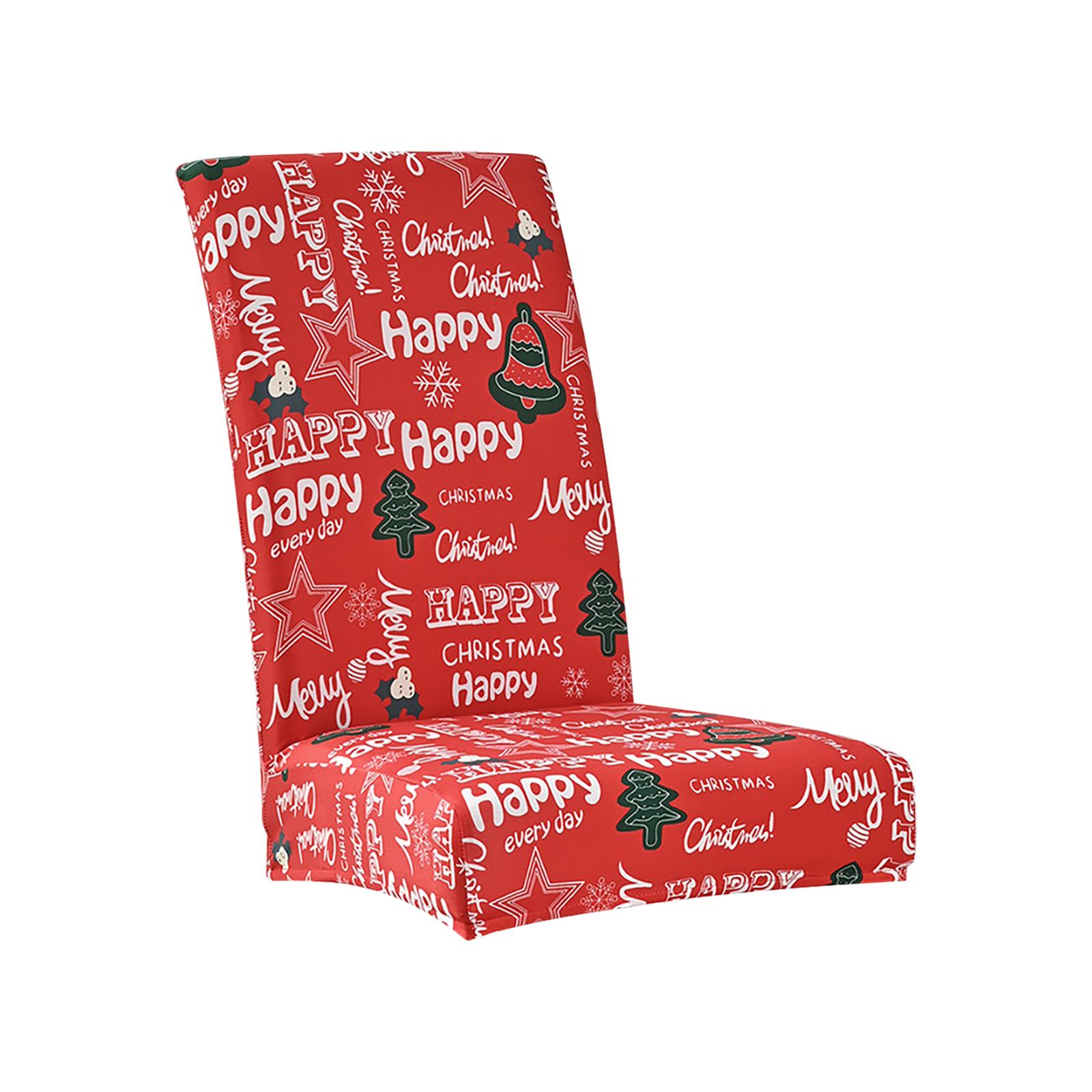 Рождественские чехлы на стулья Высокоэластичные Съемные Моющиеся Чехлы-протекторы для сидений стульев Для Рождественского украшения Декор на Рождественскую тематику One Size 930₽