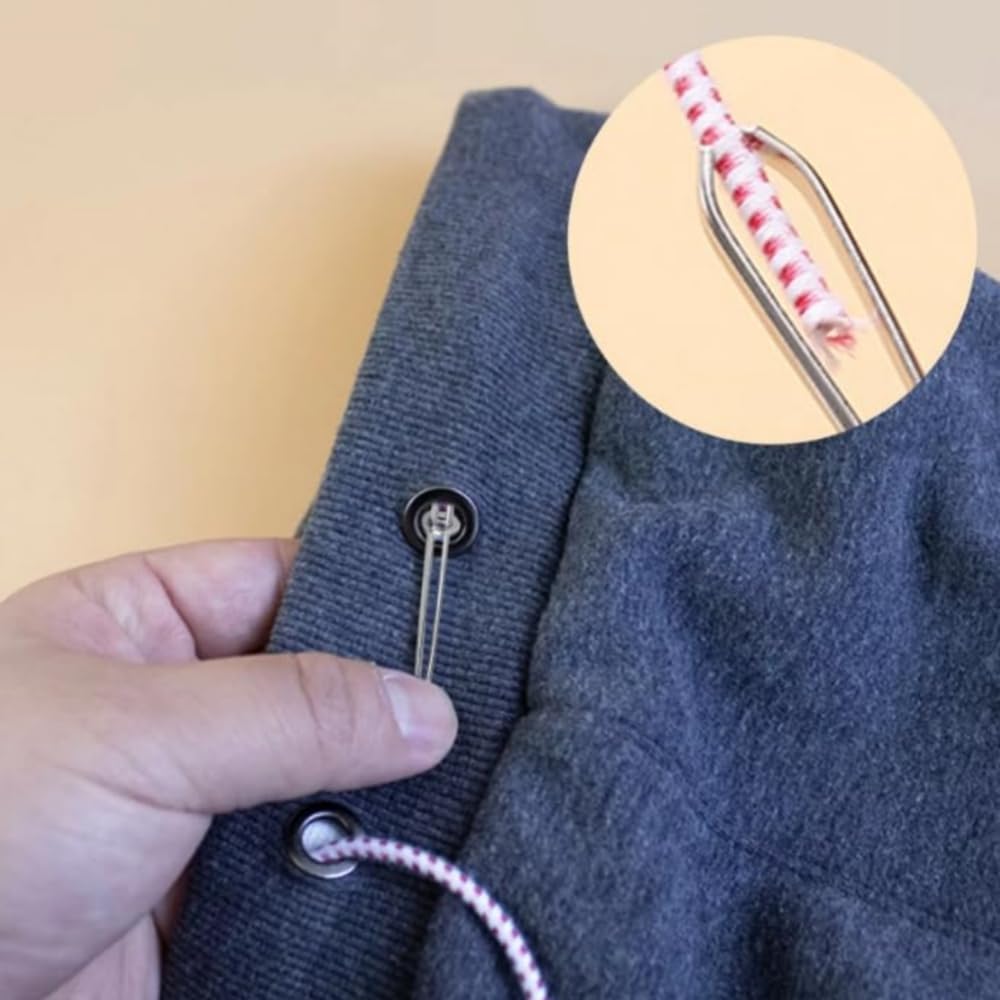 Verbessertes DIY-Seil Einfädler Clip, Schnürsenkel Einfädelwerkzeug Set, Edelstahl Nähschlaufe Dreher Haken mit Verriegelung, Einfache Seil Einfädler Clips