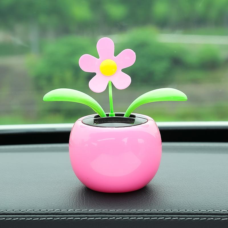 Figurines de Voiture Créatives - Appuie-têtes Tournesol Solaire Oscillant - Décorations Intérieures de Voiture