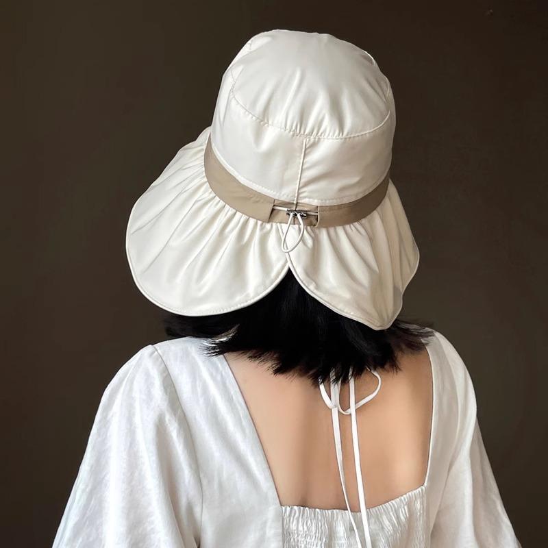 Bucket Hat Female Face Small Sunscreen Hat Summer Outdoor Travel Visor Hat UV Protection Big Eaves Sun Hat