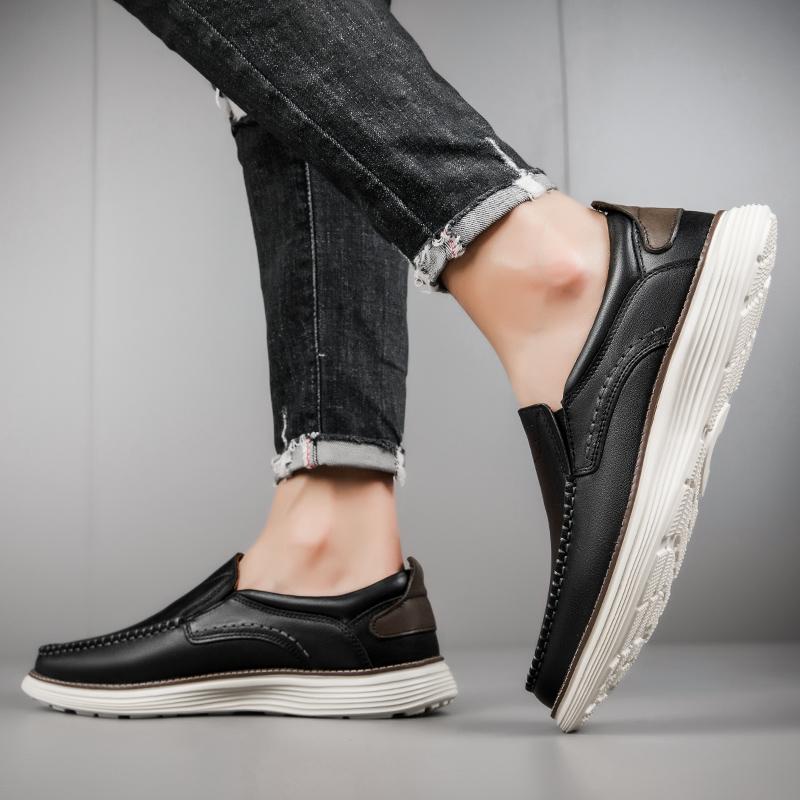 Fashion Trendy New Style Mens Leather Shoes Thick Soled Tooling Shoes Mens Oxford Shoes Lace Up Business Shoes Outdoor Loafers