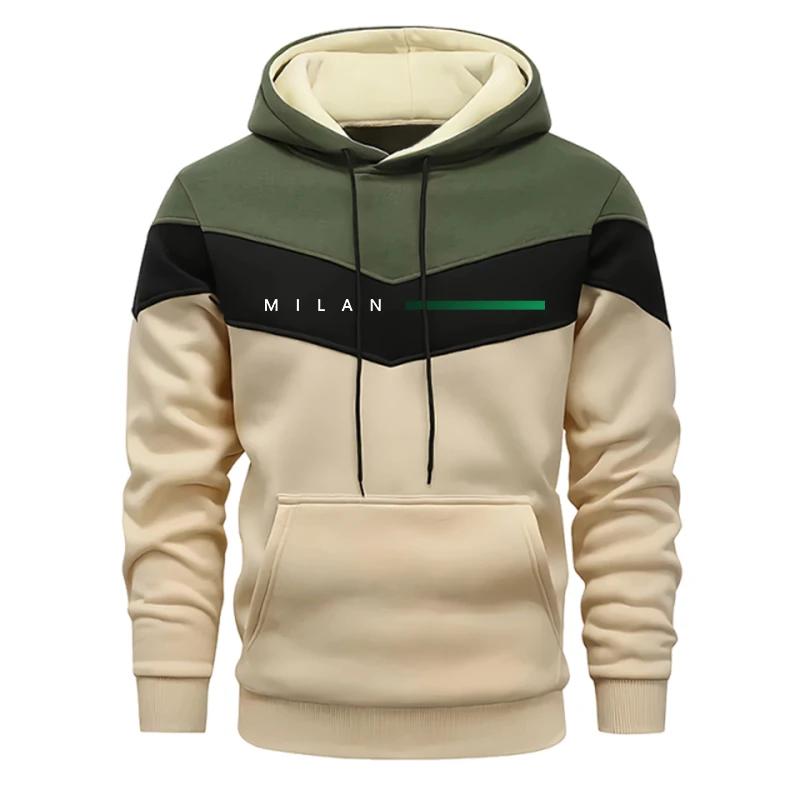

Male Street-Chic Vibes Comfort Soft Pullover Italy Fashion Men s Hooded Sweatshirts Fall Winter Daily Casual Sports Hoodies S