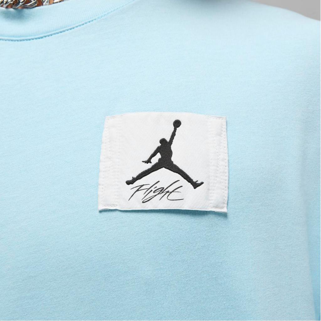 Jordan Flight Essential Logo Print Loose Short Sleeve Drop Shoulder T-Shirt Men Tops Light-Teal DZ0605-425