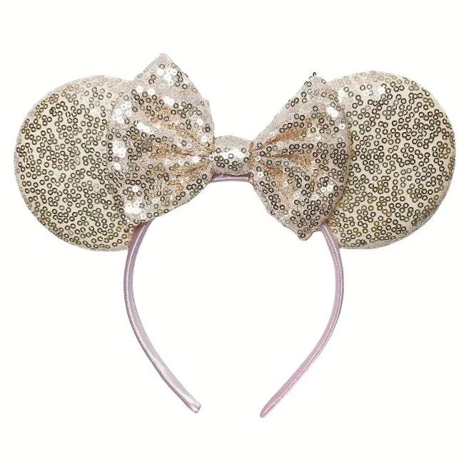 Silver Shinny Mouse Ears Headband For Girls Shinny Sequin Bow Hairband Festival Party Cosplay DIY Hair Accessories