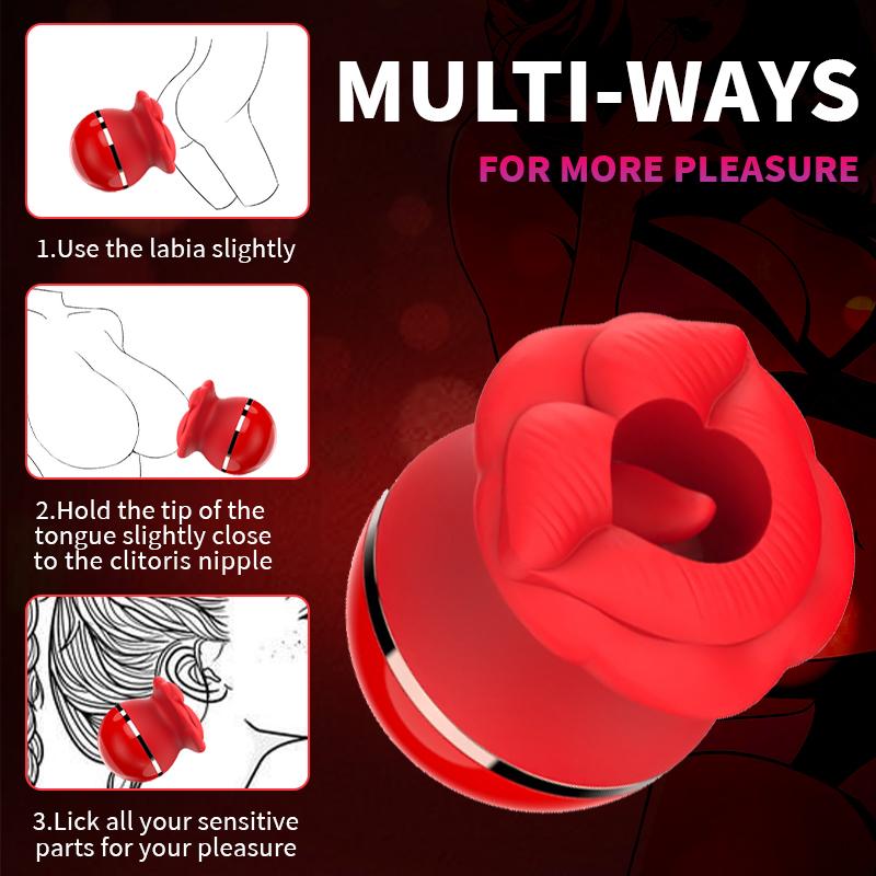 Rose Sensual Mouth Tongue Licking Suction Vibrator Adult Sex Toy Nipple Anal Oral Clitoris Stimulator Masturbation Sex Toys Adult Couples
