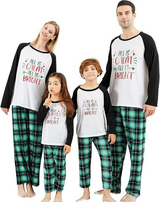 Set de pijama de Crăciun cu carouri europene și americane pentru familie, asortat, pentru Anul Nou