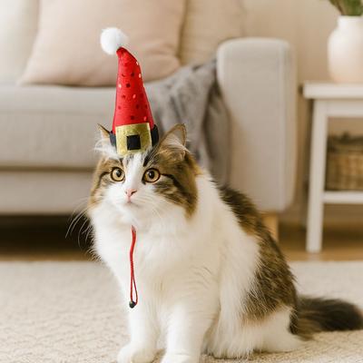 Delicate Adjustable Pet Christmas Hat Soft Comfortable Festive Pet Hat Colorful Cute Pet Party Hat Holiday Photos