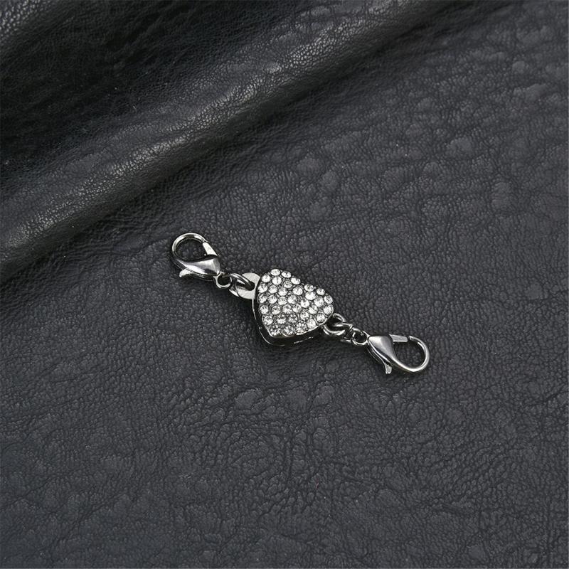 Shimmering Heart Shaped Magnetic Clasp Fastener For Jewelry Making Alloy Construction Rhinestones Necklace Connector