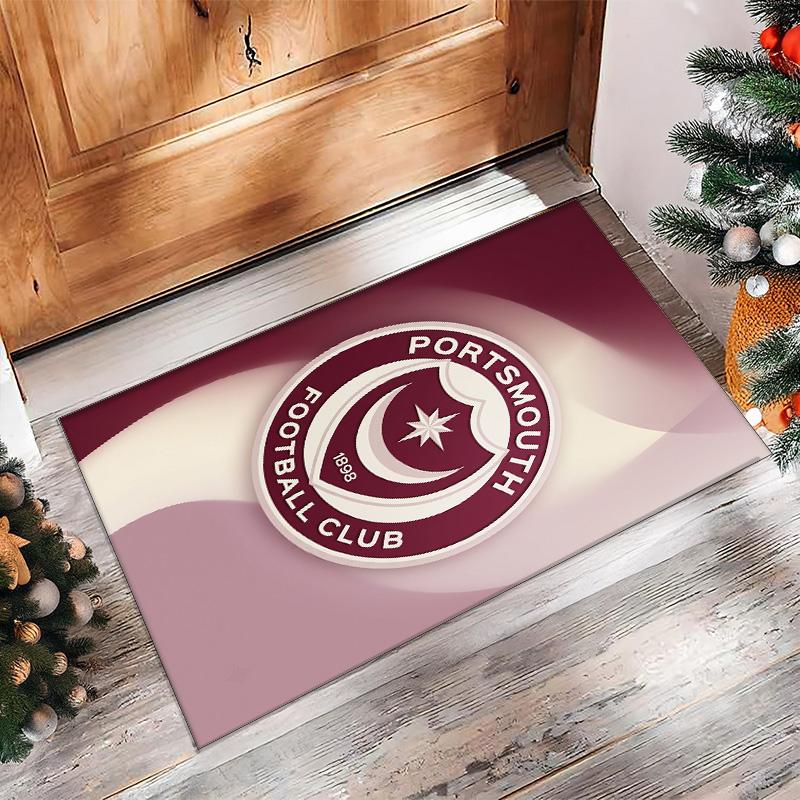 Tappeto Morbido Area Rug con Motivo Calcio Portsmouth FC Antiscivolo Tappeto per Pavimento Interno Tappetino Decorazione Sportiva per Camera da Letto
