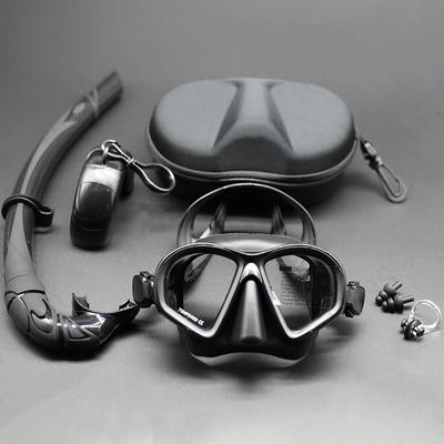 Máscara de mergulho livre de vidro temperado Conjunto de mergulho com snorkel Snorkel dobrável Máscara de mergulho tipo J com suporte para câmera