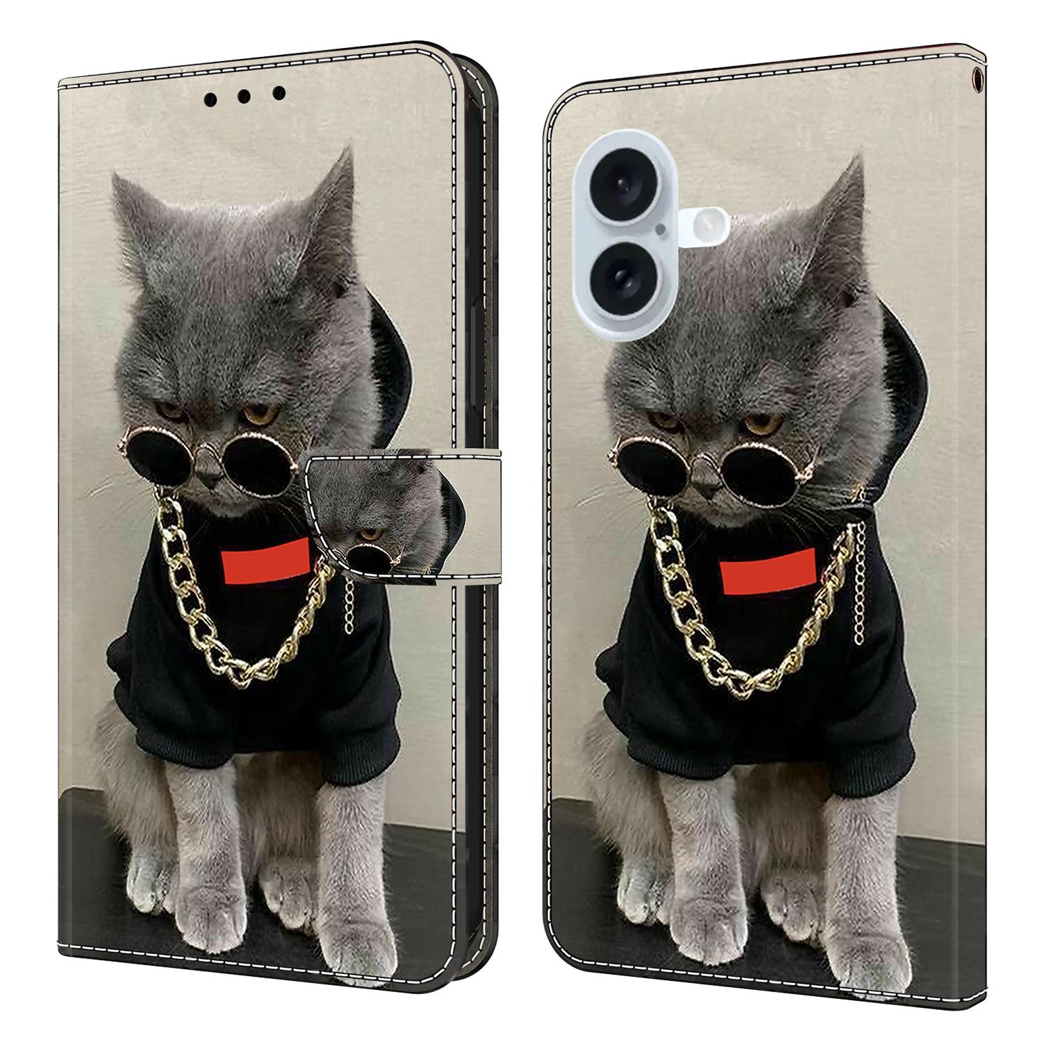 

For iPhone 17 Leather Case Pattern Printing Wallet Stand Flip Phone Cover F