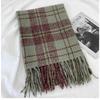 Plaid Scarf Women's Autumn and Winter New Retro Shawl Imitation Cashmere Warm Fringed Scarf