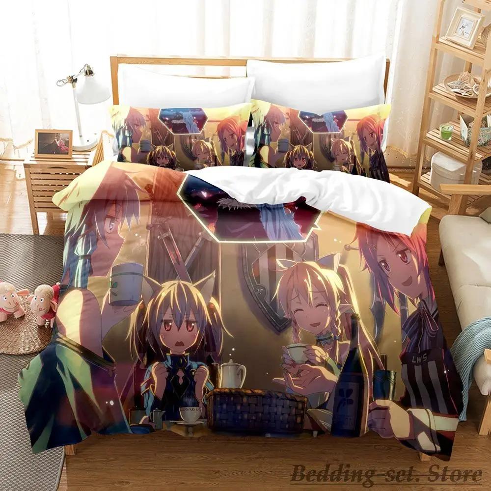 Neu Schwert Art Online II Bettwäsche Set Cartoon Anime drei-stück set Erwachsenen Kind Schlafzimmer Bettbezug Sets 3D Kawaii roupas de cama