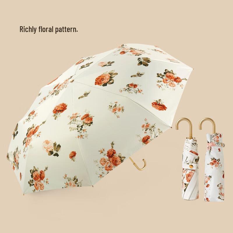Zuoyou Floral Sun & Rain Three-Fold Umbrella