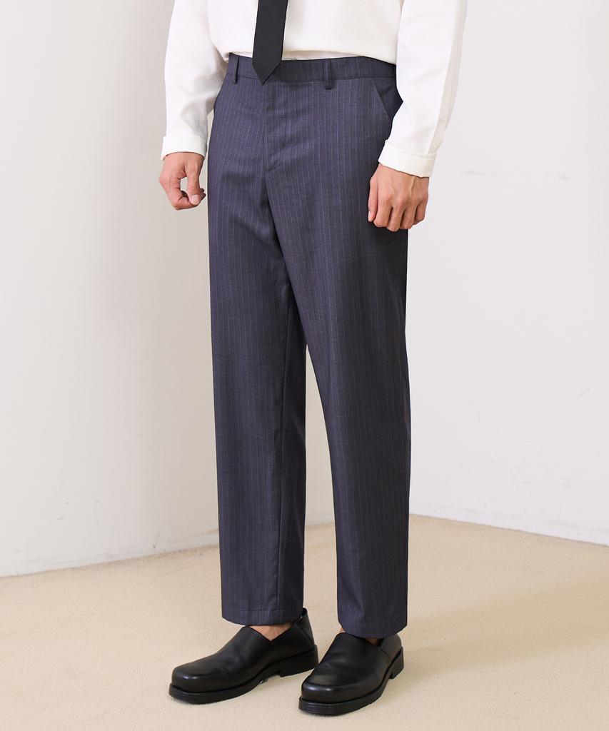 PRAIRIE Striped Tapered Slacks (Gray)
