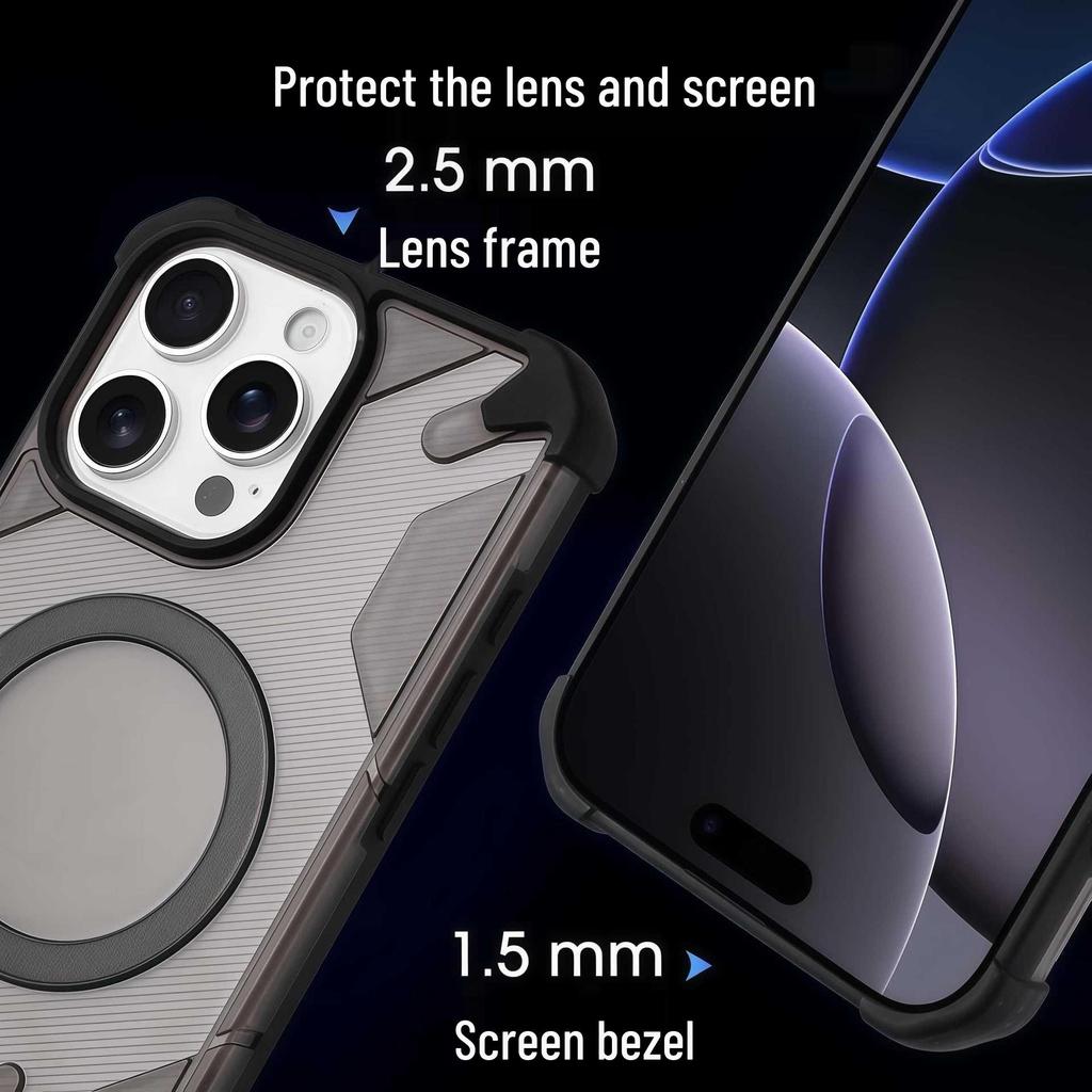 Magnetic Anti-Drop Rotating Stand Case for Apple 17 Pro Max/16 Pro, Protective Airbag Design for iPhone 15/14